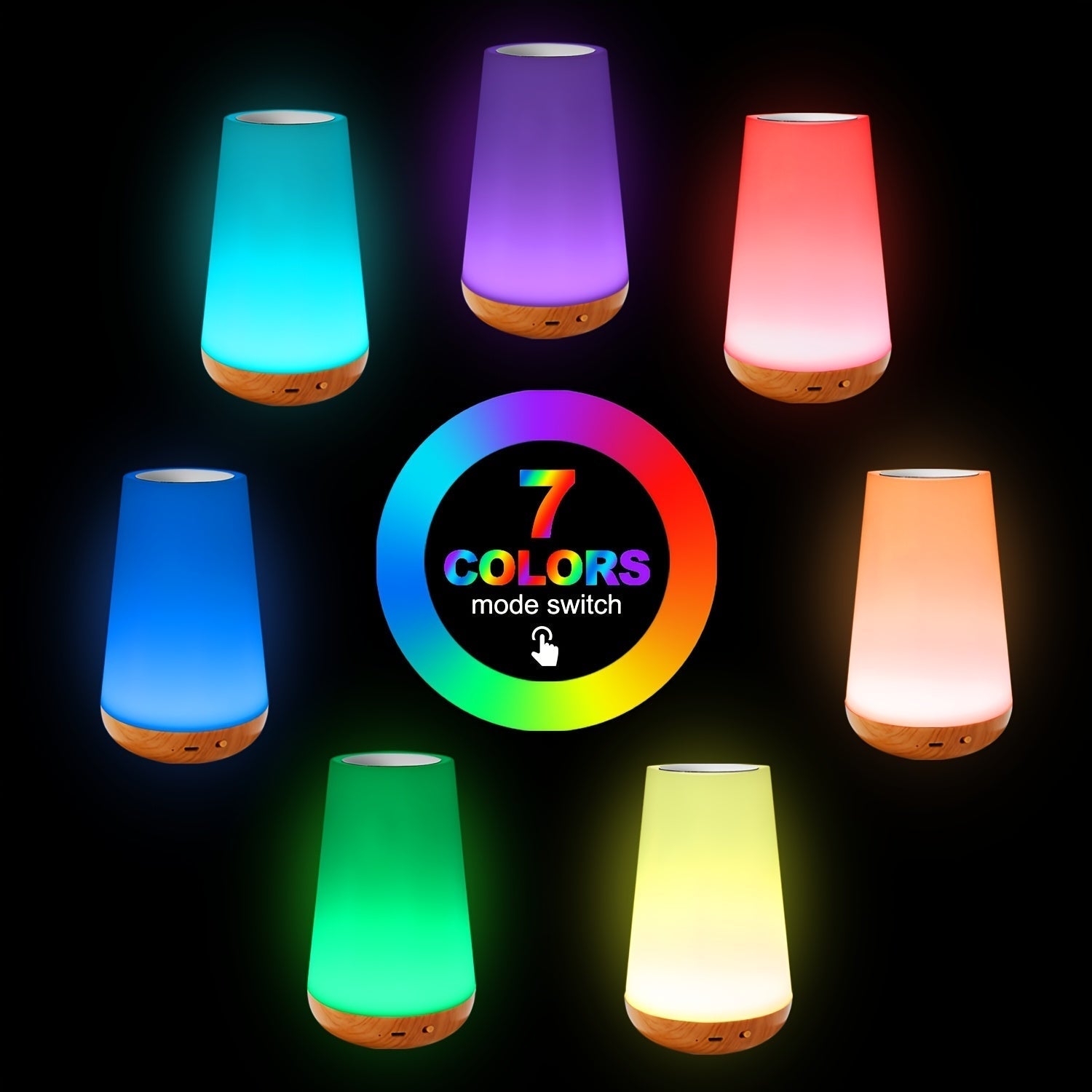 Una luz nocturna simple y nueva/13 colores RGB, lámpara táctil, lámpara de mesa con control remoto inteligente, lámpara portátil recargable y ajustable, luz LED, adecuada para dormitorio/ninera/sala de estar/campamento al aire libre/estudio, iluminación