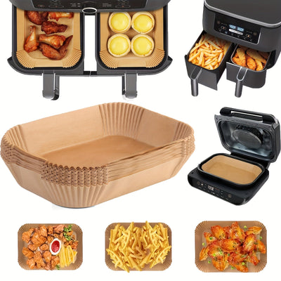 100 piezas de fundas desechables para freidor de aire antiadherentes - Fáciles de limpiar, absorbentes de aceite, ideales para hornear, esenciales para el horno y la cocina, accesorios para freidor de aire, accesorios para freidor de aire