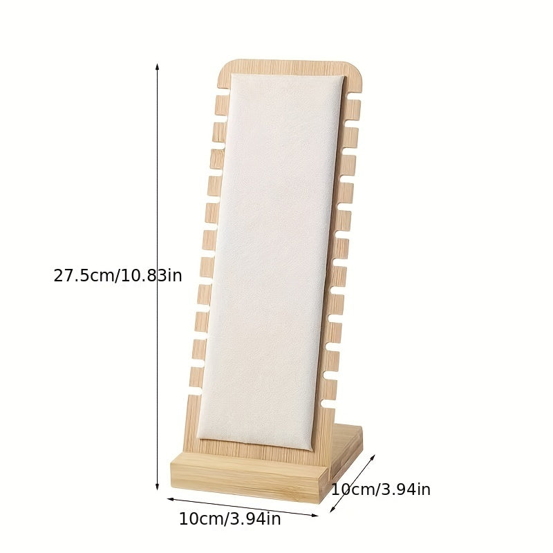 1pc Soporte de Exhibición para Joyería de Madera de Pino Natural - Organizador de Collares con 12 Ranuras Forradas en Tela Suave, Almacenamiento Portátil de Escritorio para Cadenas Largas y Colgantes, Decoración Elegante sin Enredos, Expositor de Joyería