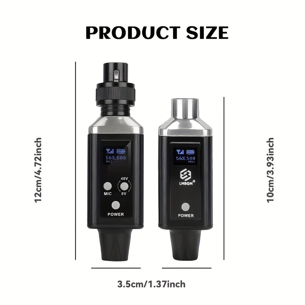 Sistema de micrófono inalámbrico profesional UHF con recarga USB, ganancia de audio incorporada, sonido HD sin pérdida, cambio de una sola tecla, 48V/0V, conector XLR, diseño compacto para micrófonos de condensador y bobina móvil, micrófono para grabació