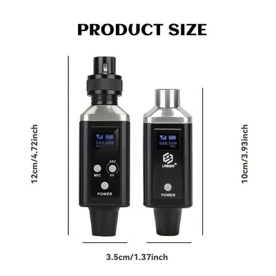 Sistema de micrófono inalámbrico profesional UHF con recarga USB, ganancia de audio incorporada, sonido HD sin pérdida, cambio de una sola tecla, 48V/0V, conector XLR, diseño compacto para micrófonos de condensador y bobina móvil, micrófono para grabació
