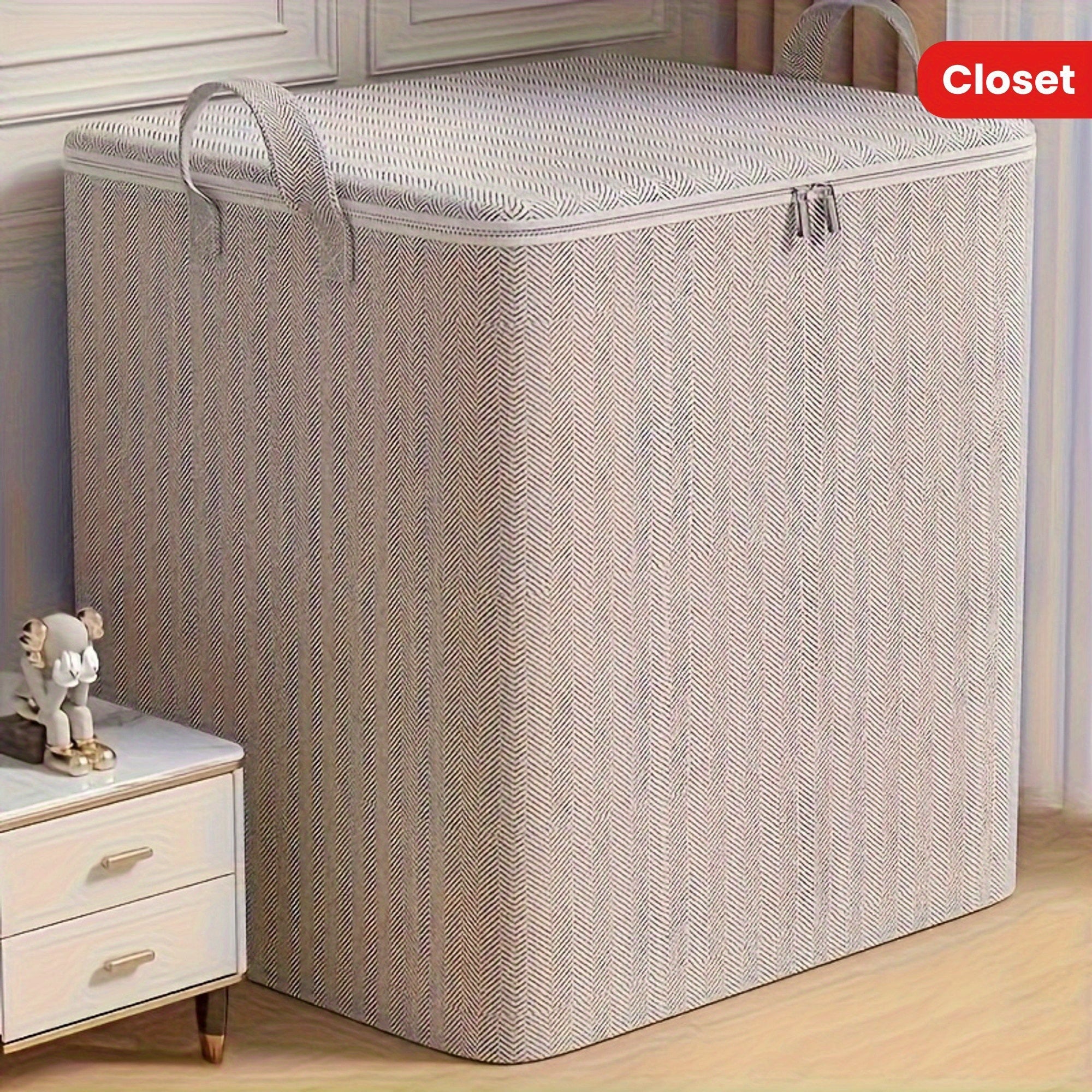 Caja de almacenamiento extra grande con tapa, estilo moderno, diseño ahorrador de espacio, tapa superior abierta duradera, ideal para ropa, cobijas, ropa de cama, canastas, botes de basura y contenedores, para organización del hogar, mudanzas, guardarrop
