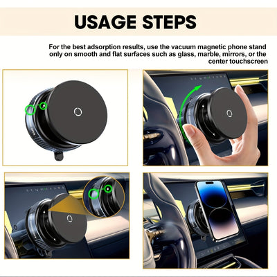 Soporte magnético ajustable para teléfono con ventosa de vacío, compatible con autos/gimnasio/espejo/superficies lisas, manos libres, para todos los smartphones