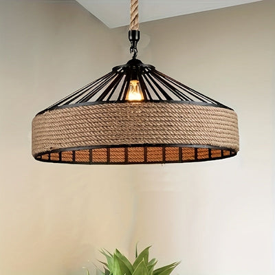 1PCSE27 Lámpara Colgante de Montaje Empotrado con Tornillo, Lámpara Colgante Creativa de Cuerda de Cáñamo de Hierro, Pantalla de Araña Estilo Industrial Moderno, Accesorios de Iluminación para Decoración de Bares y Restaurantes sin Bombilla