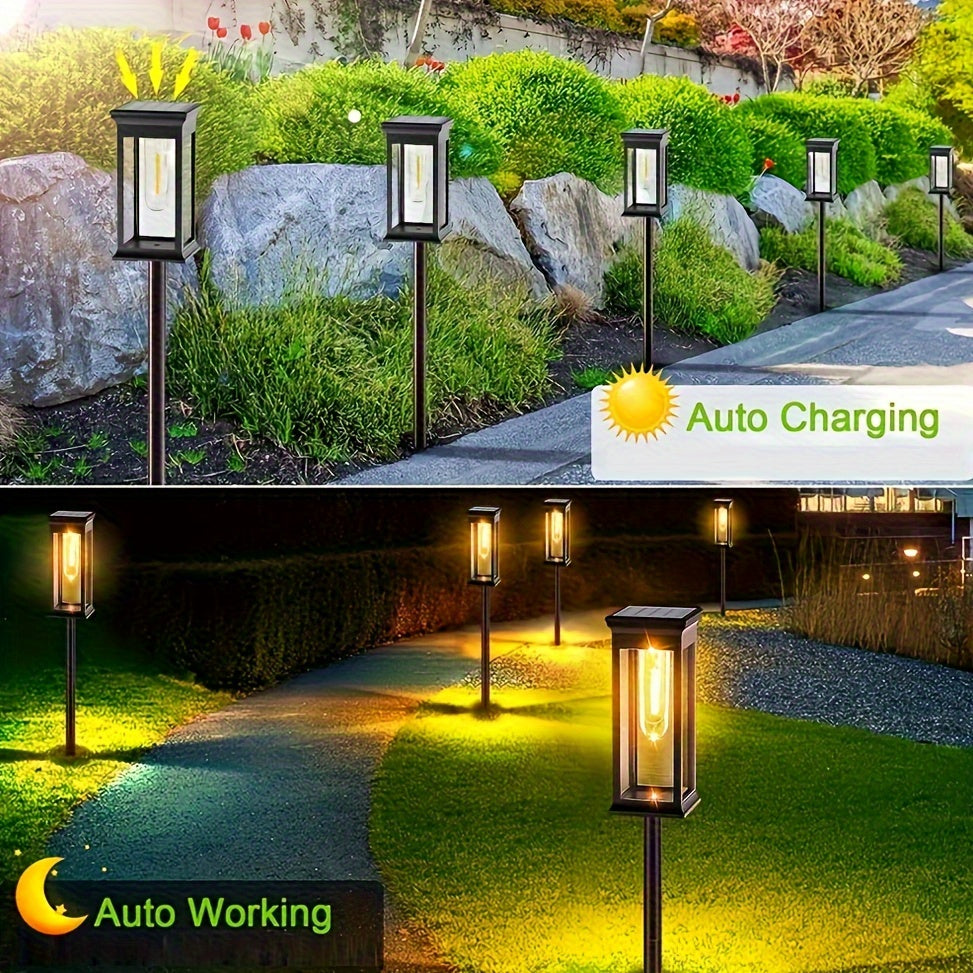 Luces solares IP44 para senderos exteriores - Iluminación de paisaje LED brillante con cubiertas plásticas duraderas, instalación fácil para jardín, patio, garaje y acera, luces decorativas solares exteriores, iluminación de jardín, diseño elegante, cont