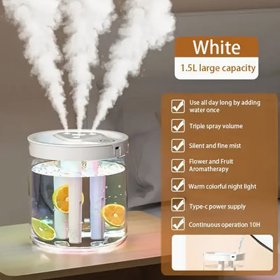 Humidificador portátil, tecnología ultrasilenciosa de ondas de sonido con 3 modos de niebla ajustables, alimentado por USB, 3 salidas de spray, ideal para dormitorio y oficina, humidificador perfecto para el hogar