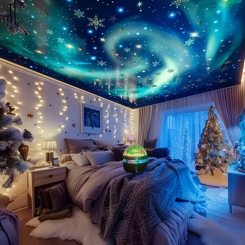 Lámpara de proyección de aurora boreal con control remoto, luces LED del norte alimentadas por USB, decoración para dormitorio, sala de estar o fiestas, crea efecto de cielo estrellado, iluminación de escritorio USB para hogar, oficina, Navidad o cumplea
