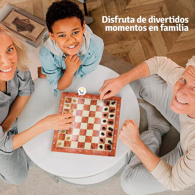 Ajedrez Juego De Mesa 3 en 1 Familiar Damas Backgammon J006