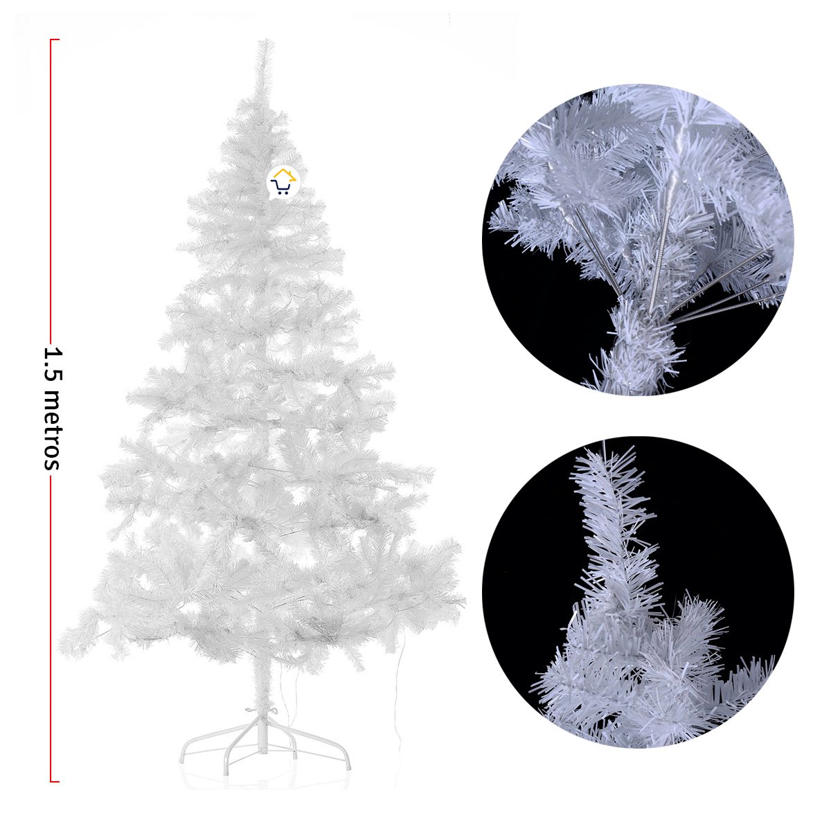 Árbol Navidad Blanco 1.50 m 450 Ramas + Estrella + Base 208