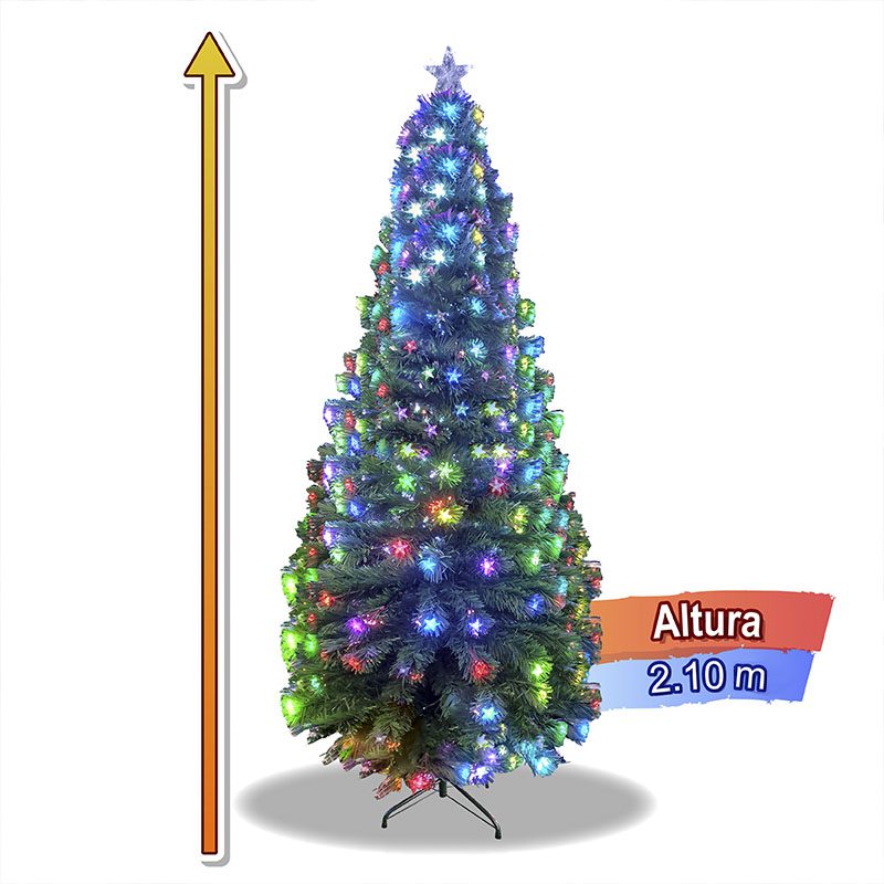 Árbol Navidad Fibra Óptica 210 cm Estrellas Tupido  T797210