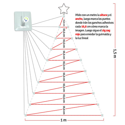 Árbol Navidad De Pared + Luces + Estrella + Decoración GRATIS! AGUI001