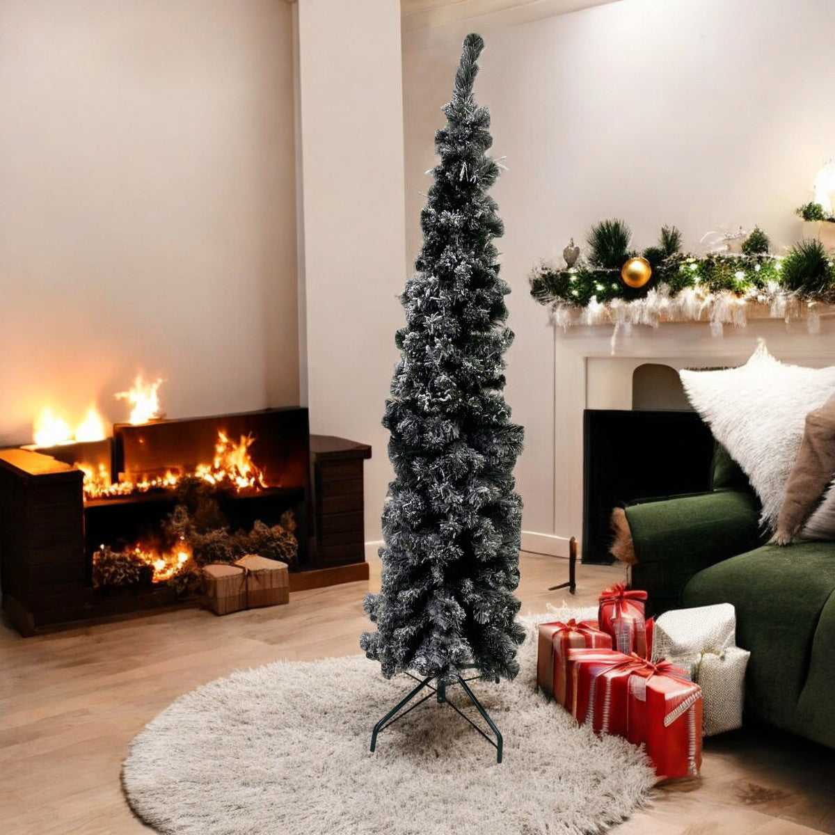 Árbol Navidad Lápiz Efecto Nevado 1.80m 343 Ramas FEX10