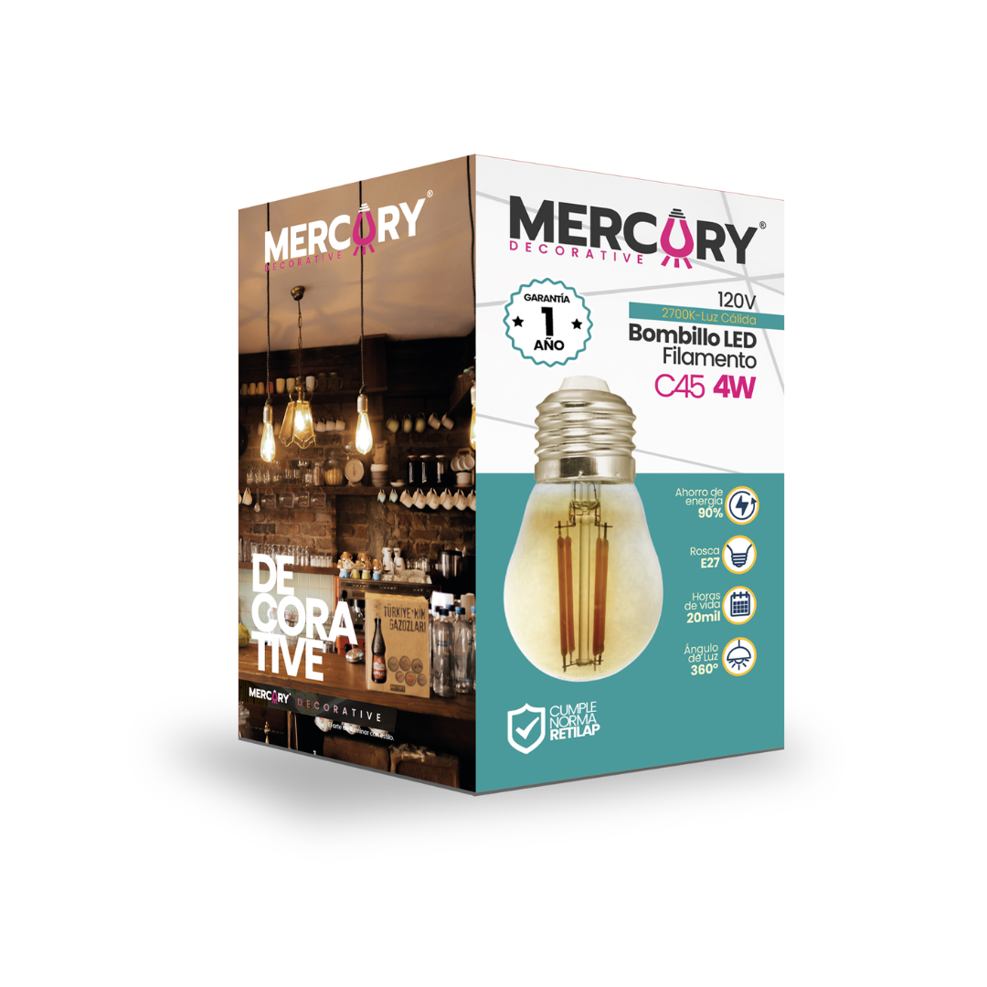 BOMBILLO DECORATIVO FILAMENTO C45 4W E27 MERCURY IBL24