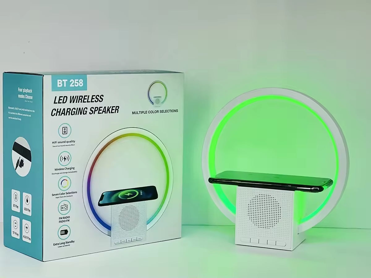 Parlante Recargable Con Lampara Led y Cargador Inalambrico BT 258