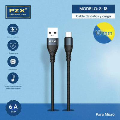 Cable De Datos Entrada Micro y Carga PZX 6 Amperios S-18