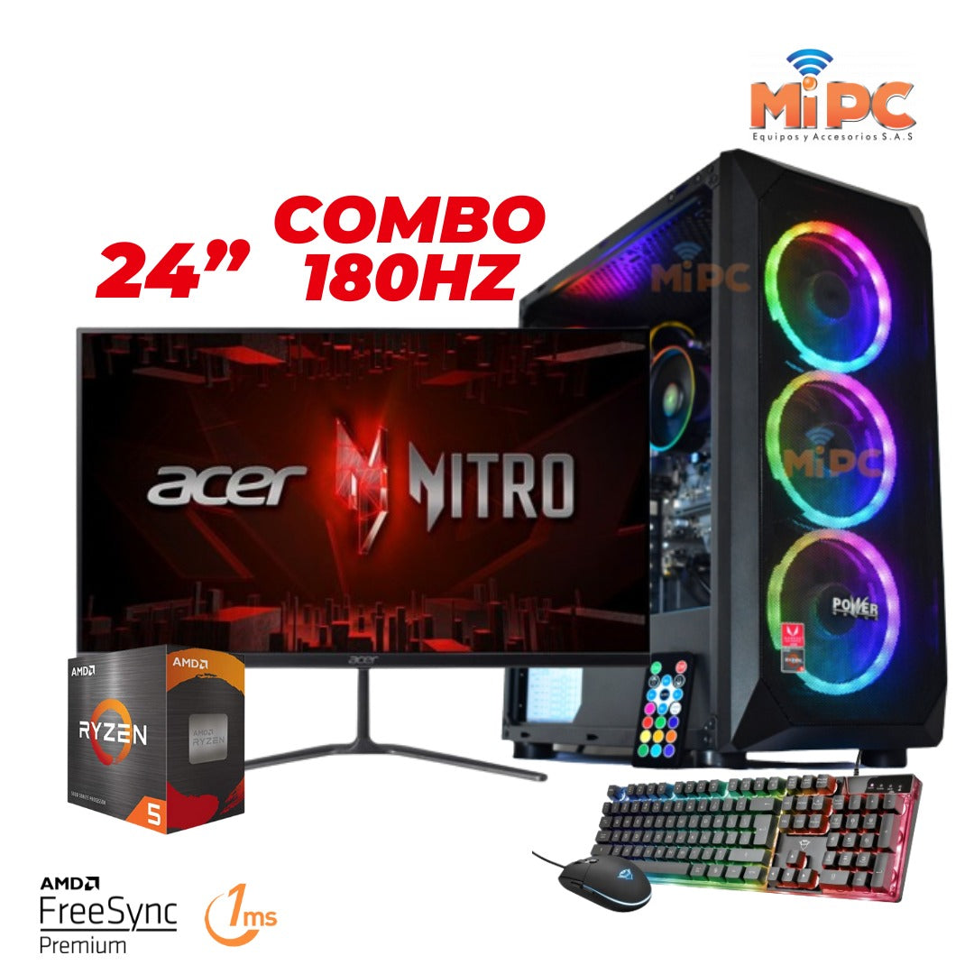 Computador Ryzen 5 5600g Monitor Gamer, Ram 16, 512 Solido, Teclado y Mouse