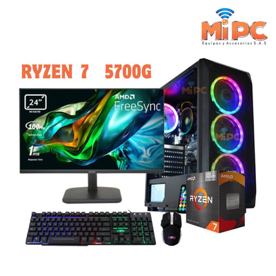 Computador Gamer Ryzen 7 5700g, 512 Solido, Ram 16, Monitor
