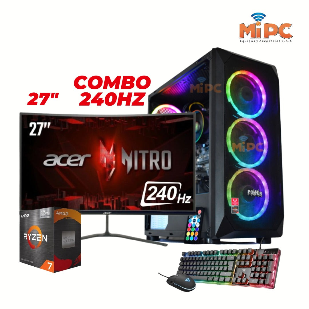 Computador Gamer Ryzen 7 5700g, 512 Solido, Ram 16, Monitor