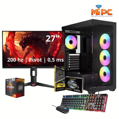 Computador AMD Ryzen 7 5700G / Monitor 27", 200 Hz, 0.5 Ms, IPS