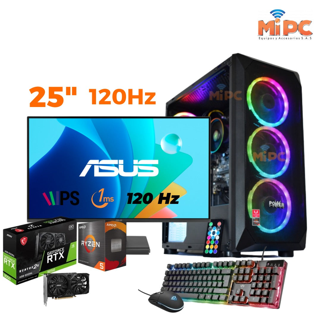 🎮💥 OFERTA ESPECIAL: PC Gamer Ryzen 5 5600GT + Tarjeta de Video RTX 3050 + Monitor ASUS 120Hz ¡Todo Incluido 🔥Mejor Precio!