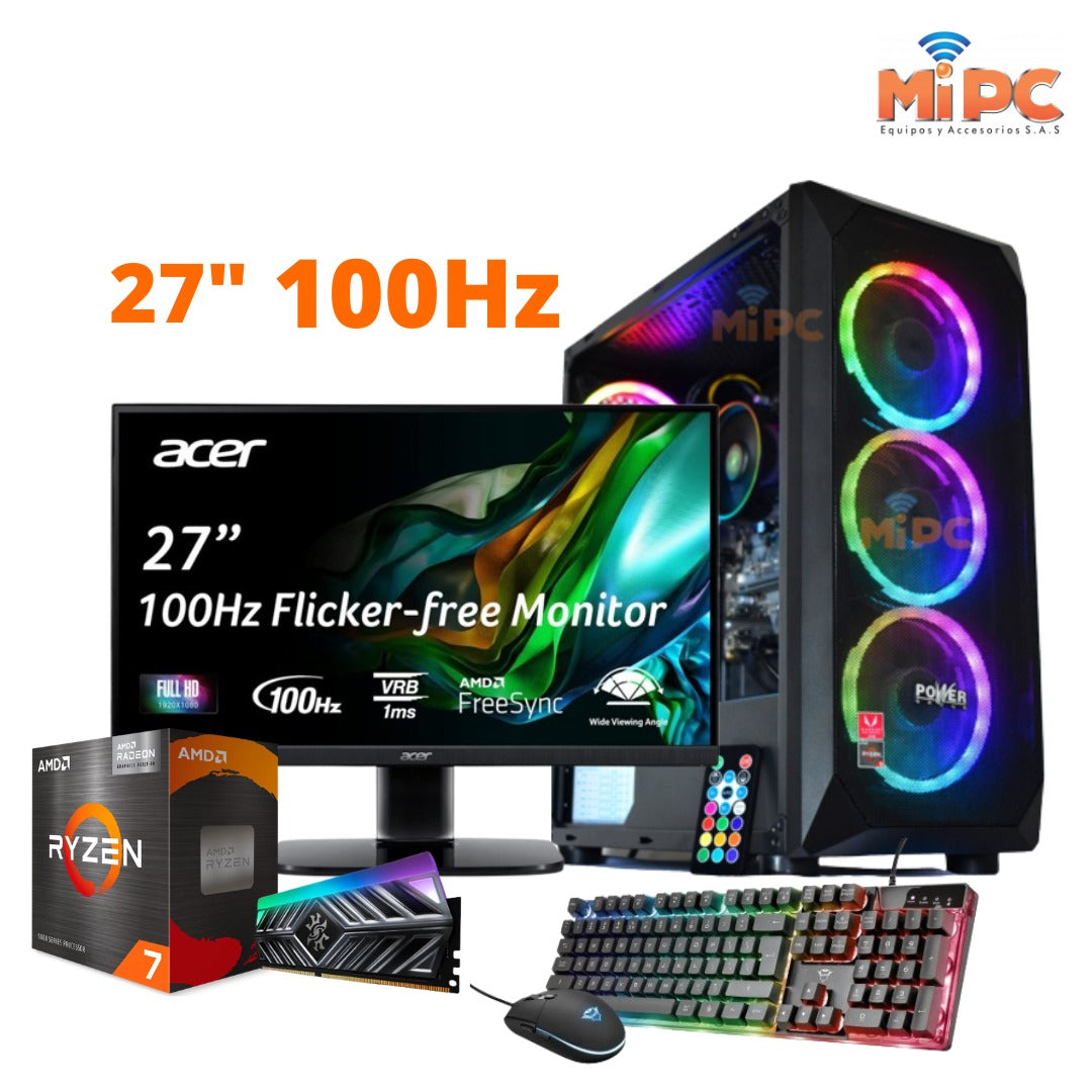 Computador Ryzen 7 5700G / Monitor Gamer de 27" 100 Hz
