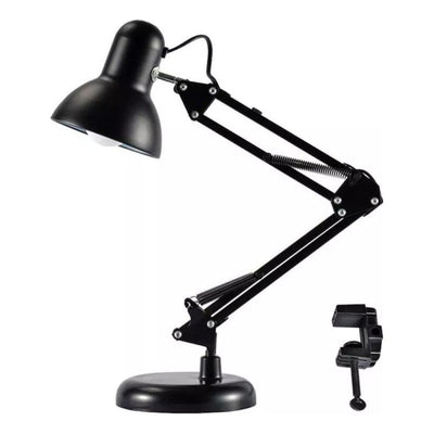 Lampara De Escritorio Doble Uso Articulada Pie + Soporte Color De La Estructura Negra