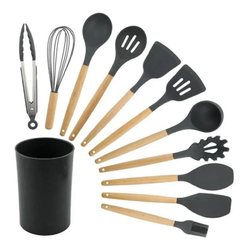 Set 12 Utensilios De Cocina Silicona Resistente Calor
