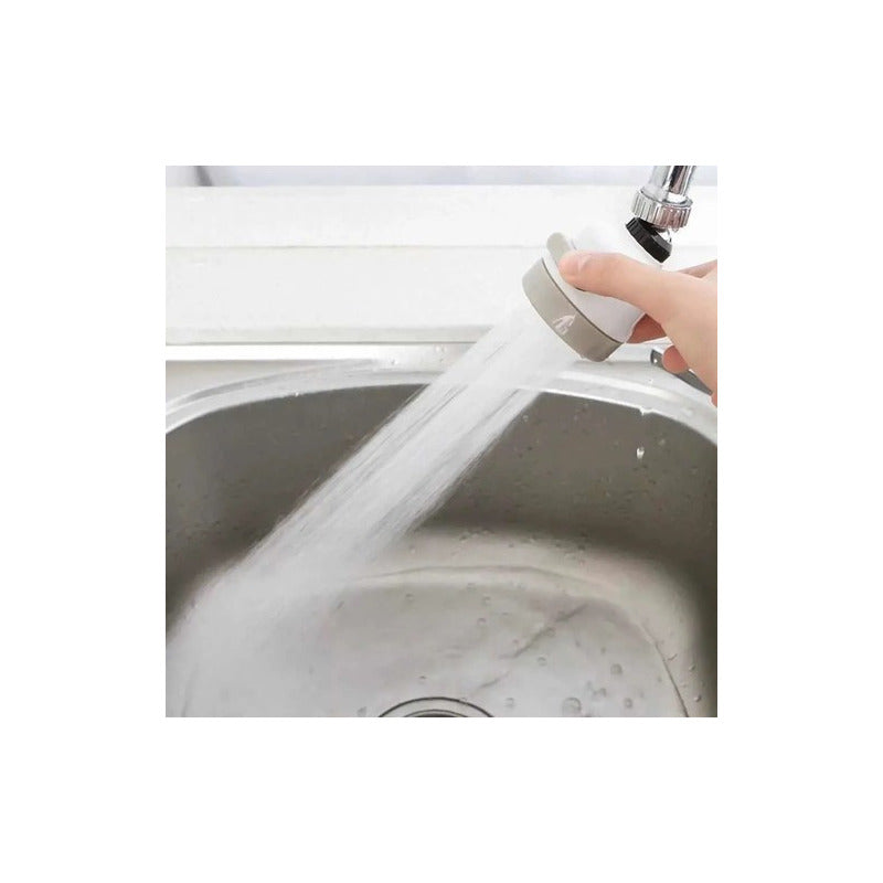 Grifo Ahorrador Giratorio360 Grados Lavaplato Con Extensor Acabado Acero Inoxidable Color Blanco