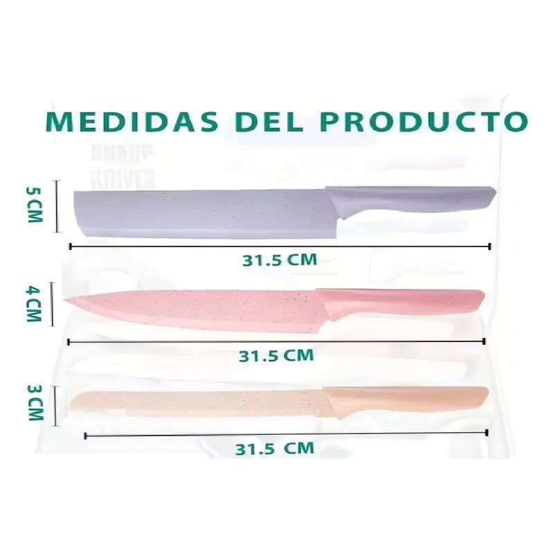 Juego Set Cuchillos Cocina X 6 Piezas Color Colores