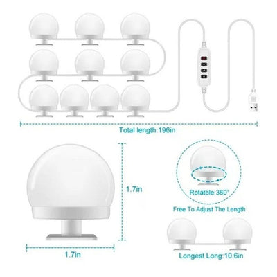 Vanity Mirror Luces De Espejo Led Para Tocador Kit Bombillas