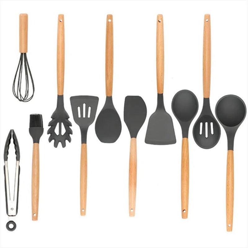Set 12 Utensilios De Cocina Silicona Resistente Al Calor