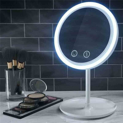 Espejo De Luz Led Con Lamparita De Noche Recargable