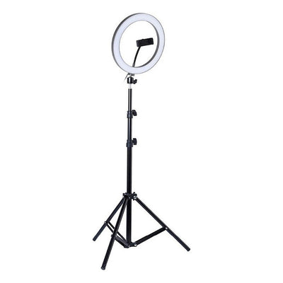 Diaz Home Dxltripled210 Aro De Luz 26 Cm Con Trípode Profesional 2 Metros De Altura Color De La Estructura Negro 220v
