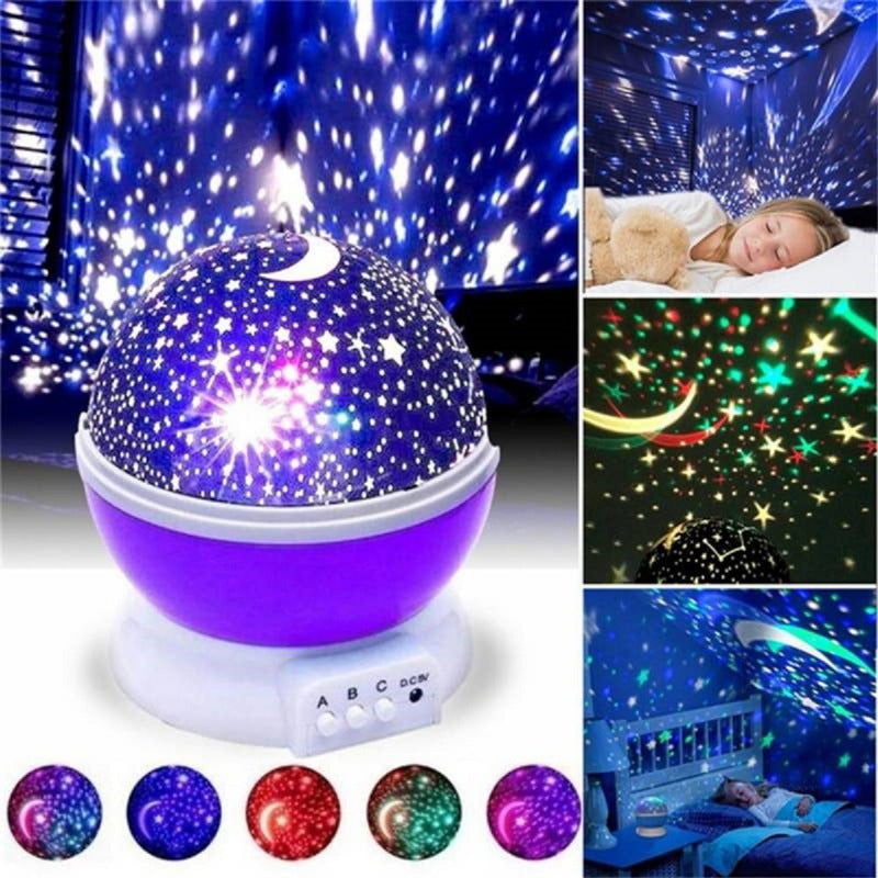 Lampara Proyector Rotatoria Cielo Estrellas Noche Alumbra Color De La Estructura Morada