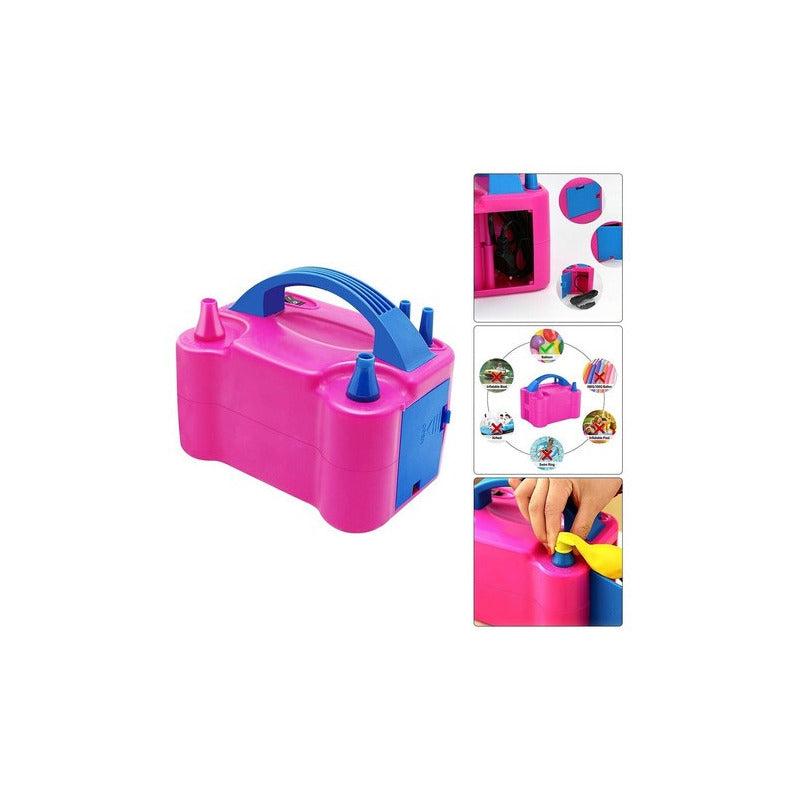 Fucsia 600w Bombas Inflador Globos Electrico Doble Boquilla