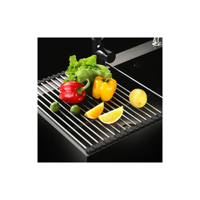Escurridor De Platos Enrollable Cuadrado De Acero Color Gris