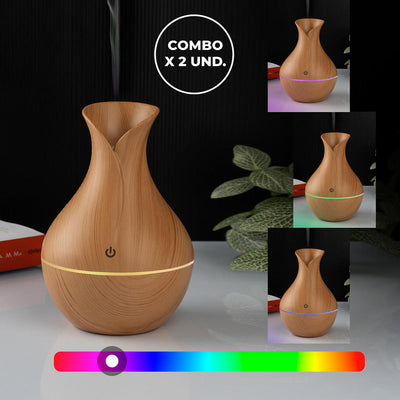 Humidificador Energy Plus Beige 5v, Combo De 2 Difusores De Aceites Esenciales, Luz Led Relajante, Capacidad 200 Ml, Ideal Para Aromaterapia Y Mejorar La Calidad Del Aire.