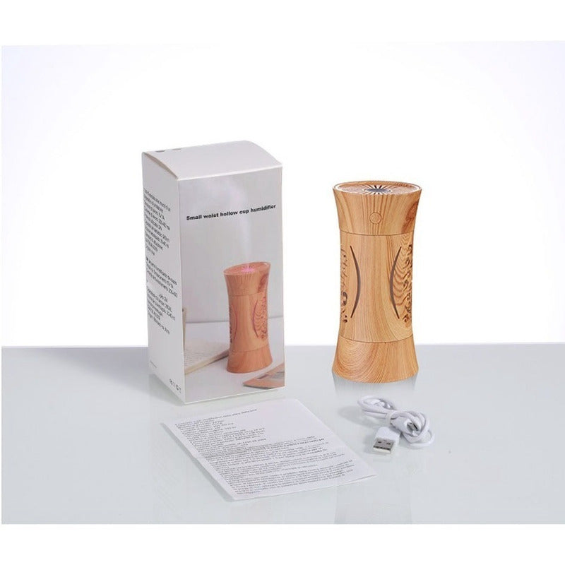 Difusor Tipo Madera - Humidificador Con Luz De Color Cafe