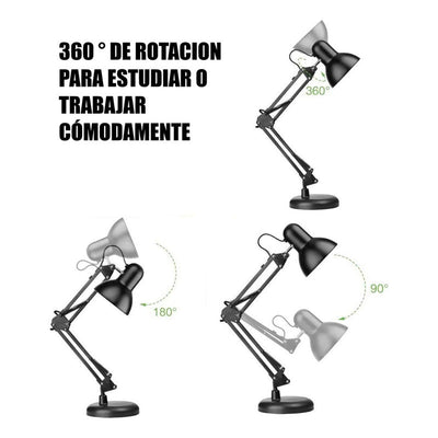 Lampara De Mesa Escritorio Brazo Flexible Metal Color De La Pantalla Negra