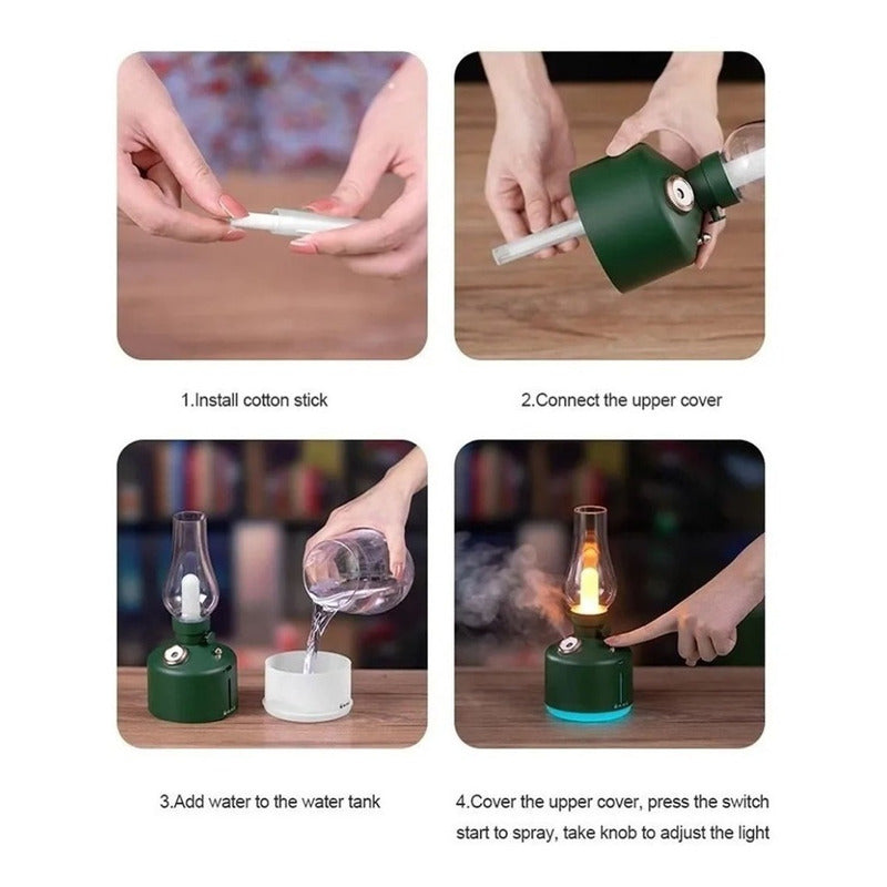 Difusor De Aromas Humidificador Lampara Retro + Esencia