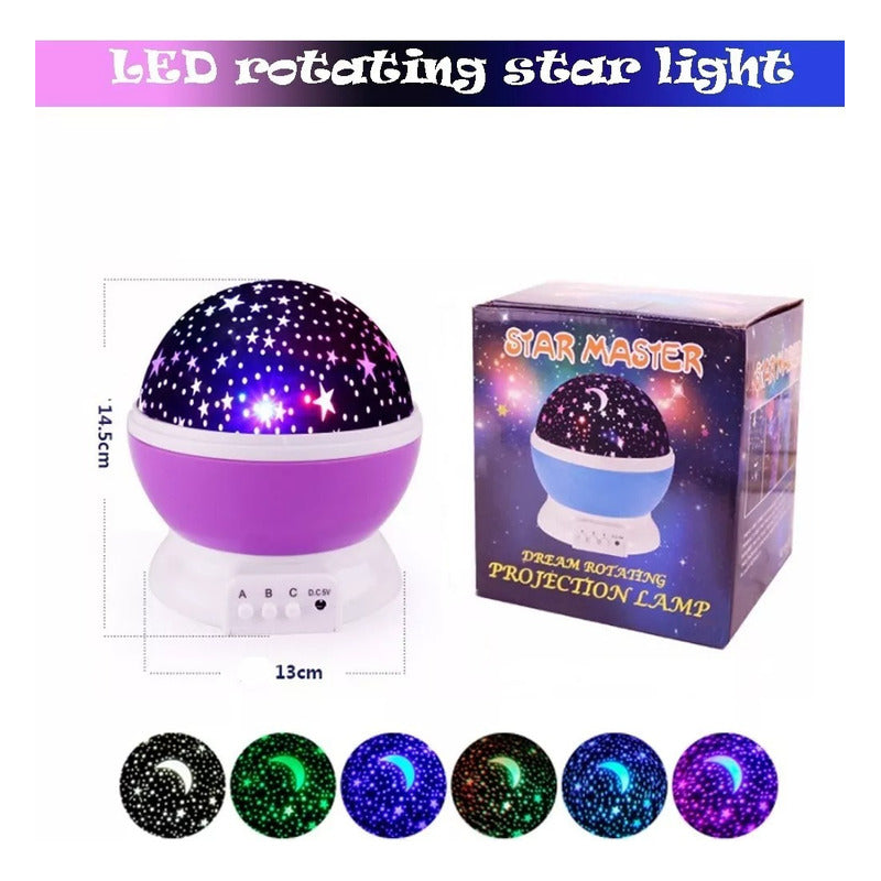 Lampara Proyector Rotatoria Cielo Estrellas Noche Alumbra Color De La Estructura Morada