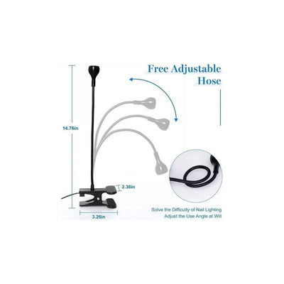 Uv Clipon Lampara Uv Led De Secado De Uñas Brazo Flexible Y Clip Color Negra/ Silver 5v