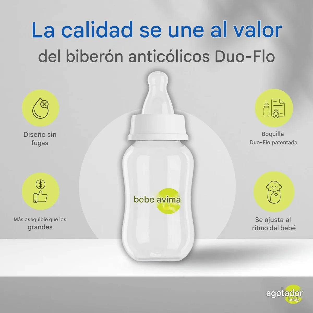 Biberon Tetero Anti Colicos Para Bebe Silicona Kit 8 Avima Blanco Con Letras