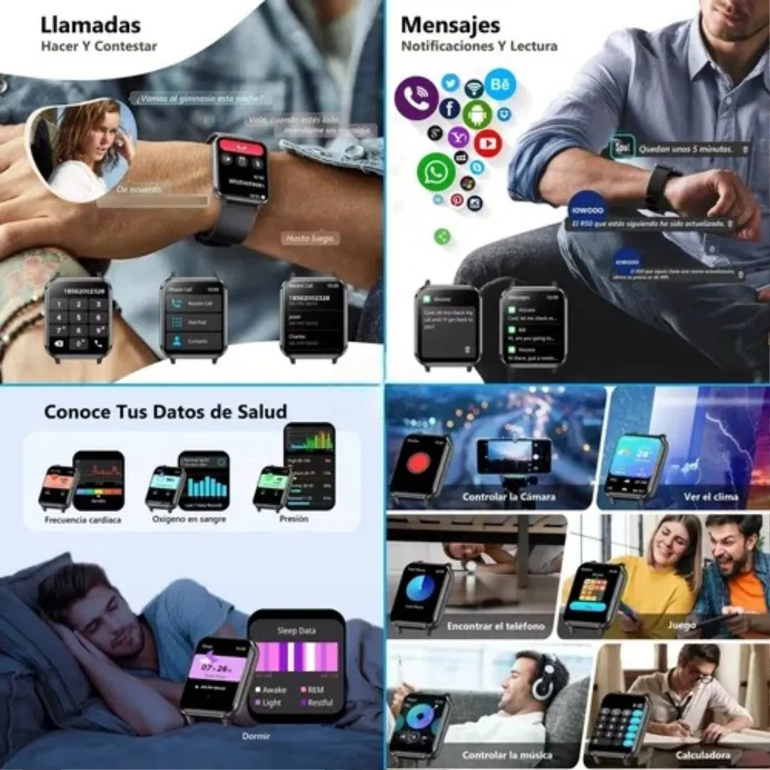 Smartwatch Ultra Display De 1.99 Con Correa De Gel Silicona Negro Negro