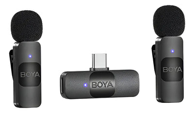 Sistema de micrófono inalámbrico Boya BY-v2 para iOS 2.4G con solapa, negro