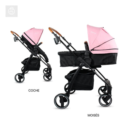 Coche De Bebé Bebesit Gold Lx Tipo Moisés Rosado Chasis Negro