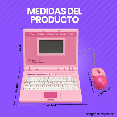 Computador Didáctico Bilingüe 130 Funciones Bei Tian 3-10 Años Rosa