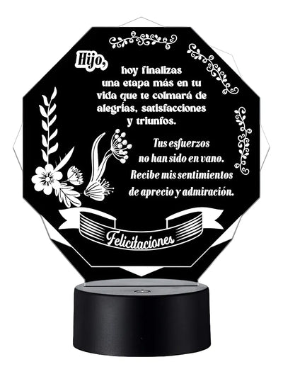 Lámpara De Noche Regalo Felicitaciones Grado Decoración Negro
