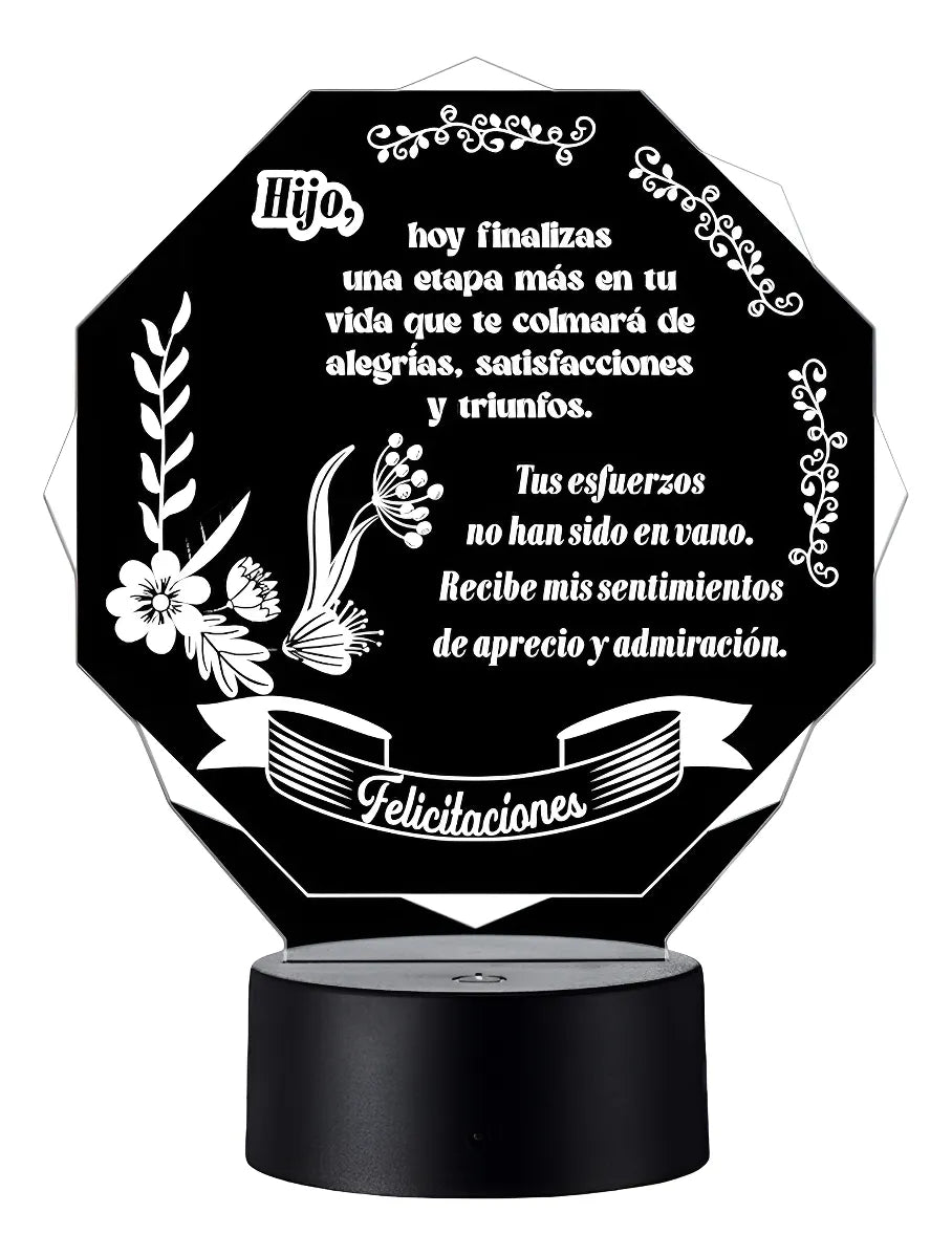 Lámpara De Noche Regalo Felicitaciones Grado Decoración Negro