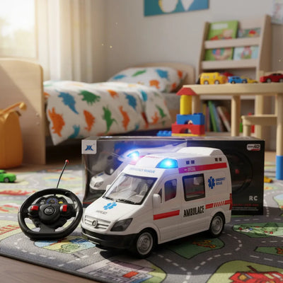 Ambulancia A Control Remoto Con Luces Y Sonidos Blanco